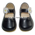 Zapatos de bebé negro con zapatos de niño flor blanca 0-24 meses